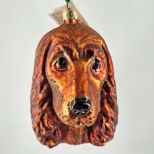 Slavic Treasures Spaniel Lab Retriever Setter Head Retired Blown Glass Ornament